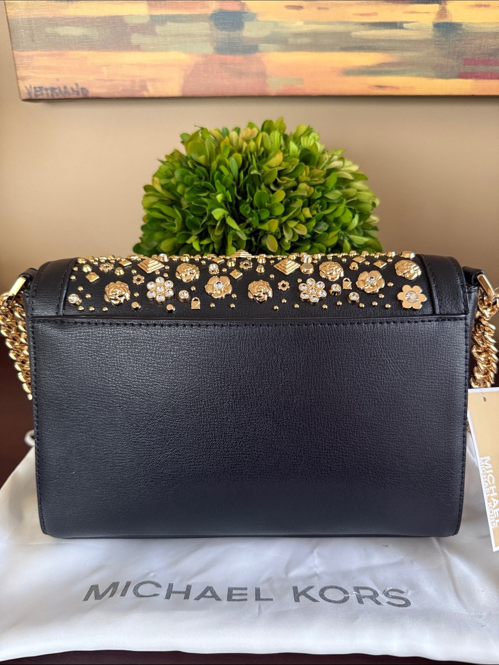 MICHAEL KORS KINSLEY ✨LIMITED EDITION ✨ MEDIUM SHOULDER FLAP BLACK BAG 🌟NWT🌟 - Picture 11 of 17